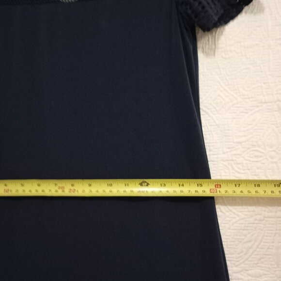 Michael Kors Womens XS Navy Dress With Mesh Yoke Short Sleeves Made In Vietnam - Picture 10 of 12